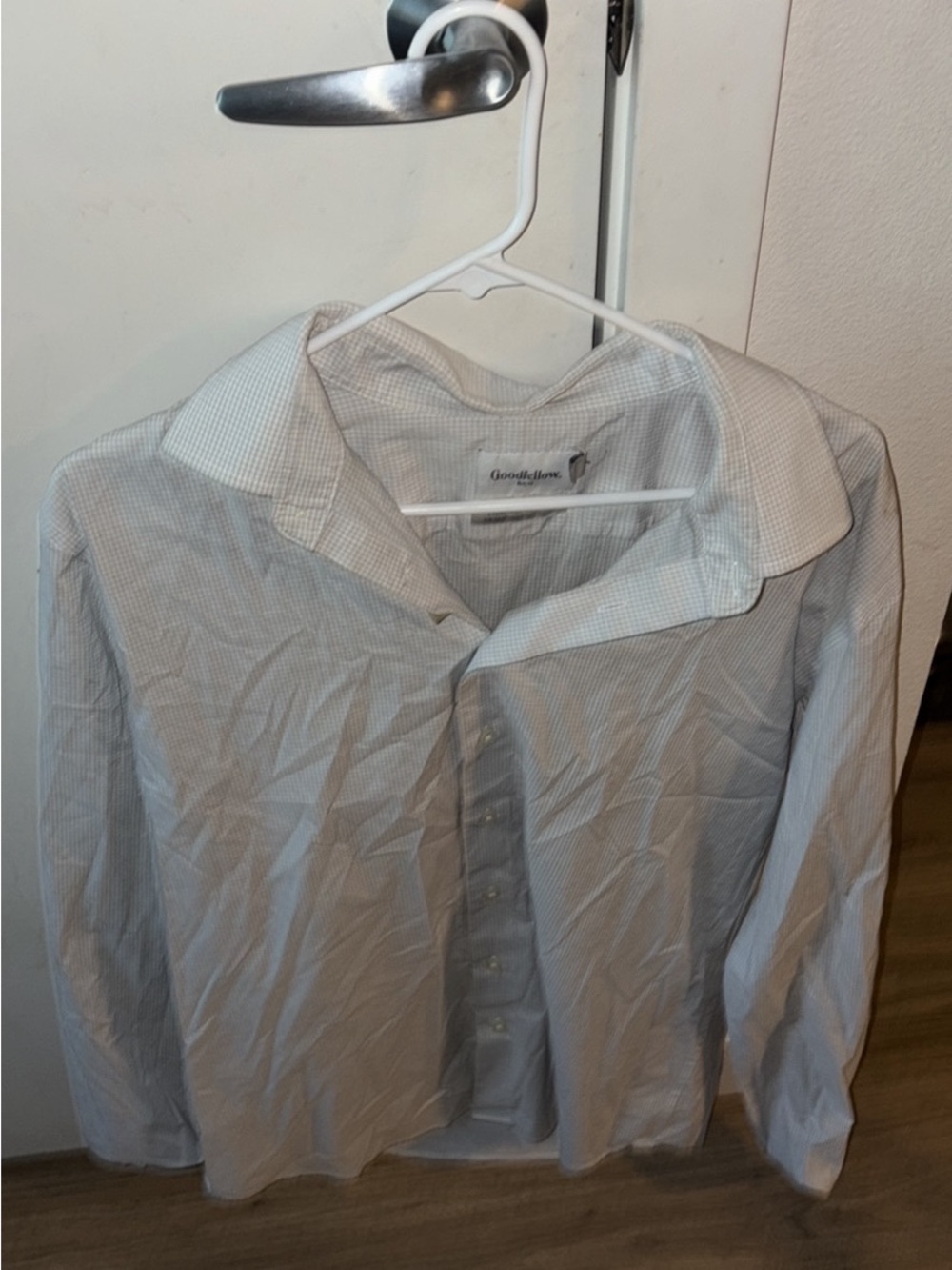 Goodfellow & Co Light Blue and White Checked Button-Up Shirt